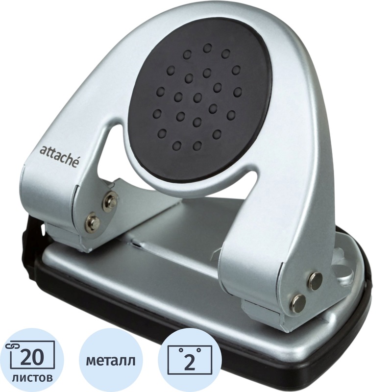 Изображение товара Дырокол Attache 6720 до 20 листов серебристый с линейкой
