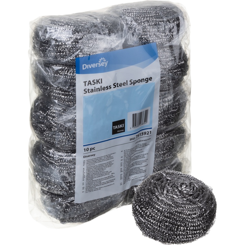 Изображение товара Губка-мочалка для уборки Taski Stainless Steel Sponge металлическая 9x7 см 60 г (10 штук в упаковке)