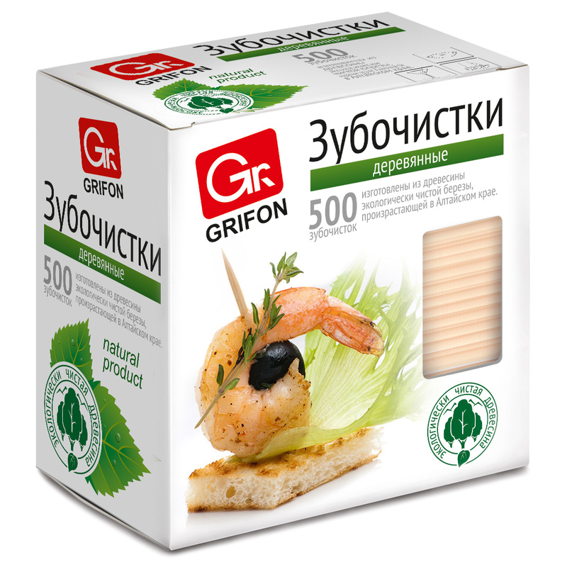 Изображение товара Зубочистки деревянные Grifon Берёза 500 штук