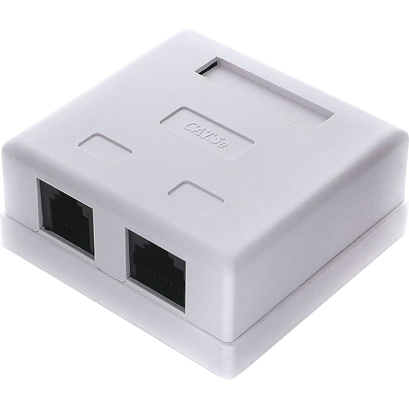 Изображение товара Розетка Cablexpert RJ45/RJ11 категории 5e белая для сети и телефона