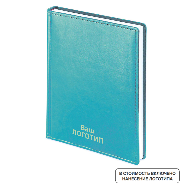Изображение товара Еженедельник недатированный Bruno Visconti Velvet А6 с логотипом, бирюзовый