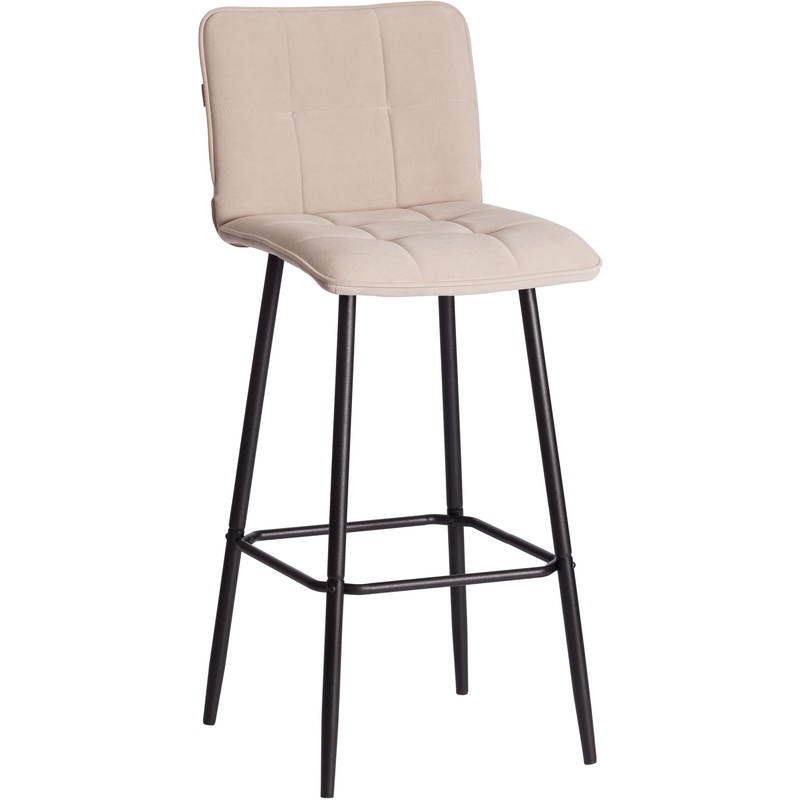 Изображение товара Барный стул TetChair Бари бежевый чёрный велюр металл современный дизайн