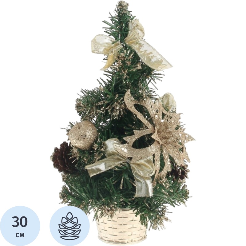 Изображение товара Ёлка искусственная новогодняя настольная с украшениями 30 см (237270)