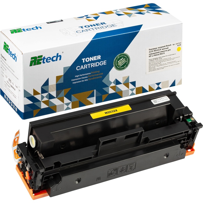 Изображение товара Картридж лазерный Retech 415X W2032X жёлтый совместимый для HP