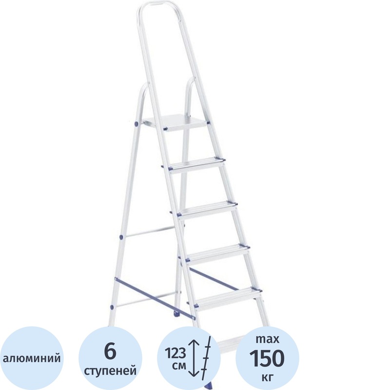 Изображение товара Алюминиевая складная стремянка Сибртех 6 ступеней 97716 безопасная и удобная
