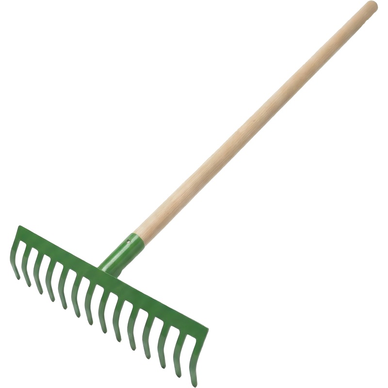Изображение товара Грабли прямые с черенком 14 зубьев 36 см