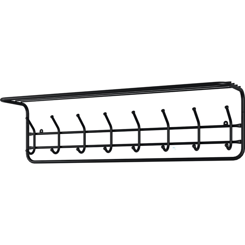 Изображение товара Вешалка настенная с полкой черная 980x265x220 мм 8 крючков