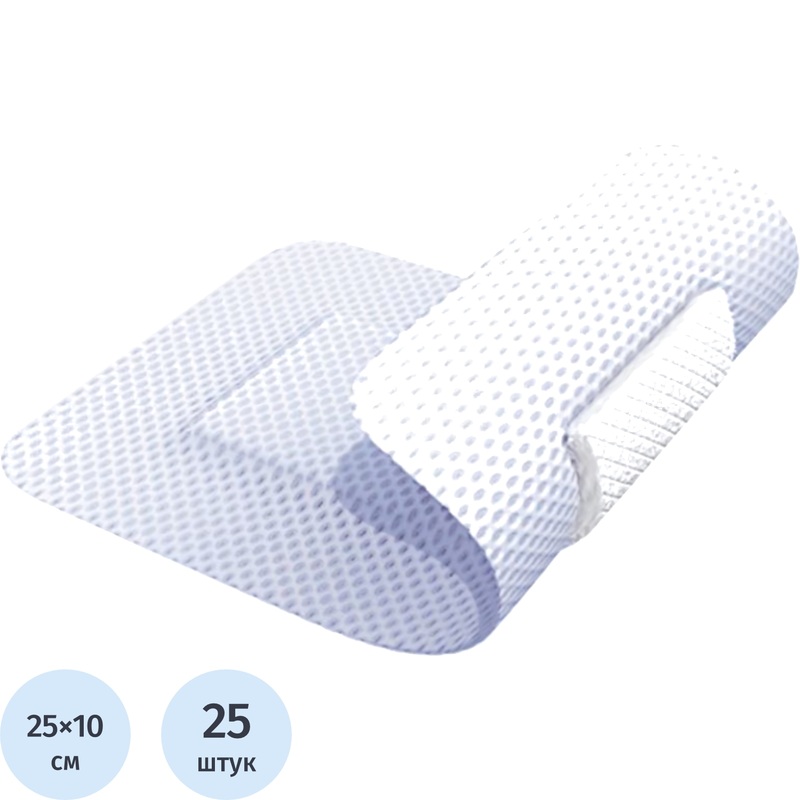 Изображение товара Пластырь-повязка Teneris 25x10 см фиксирующий с абсорбирующей подушечкой 25 штук