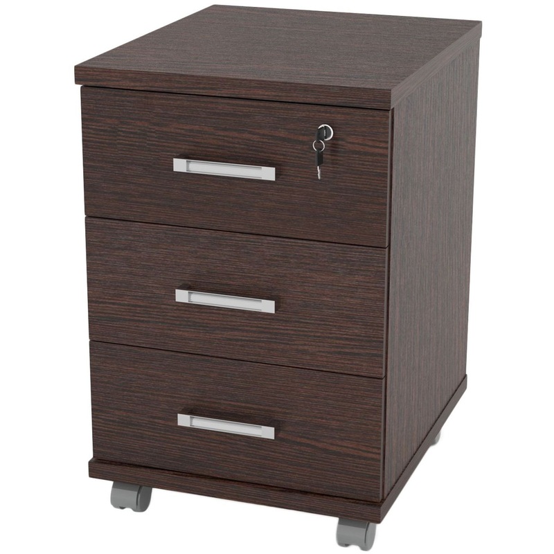 Изображение товара Тумба подкатная Комус Мебель Сатурн-Д венге 3 ящика, сборка Россия