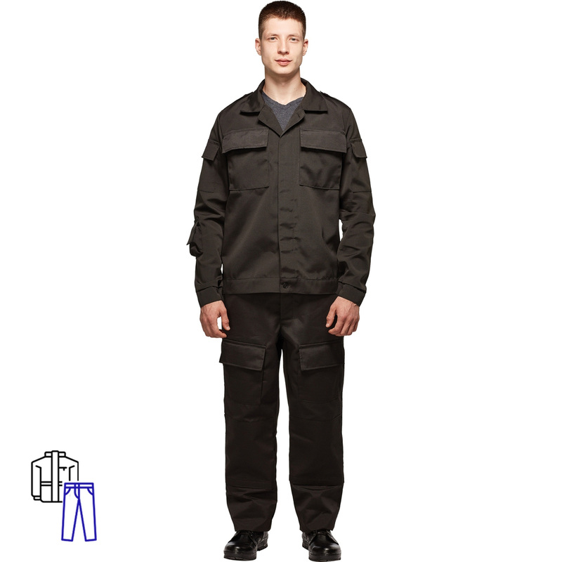 Изображение товара Костюм охранника мужской ло32-КБР черный размер 60-62 рост 182-188 см