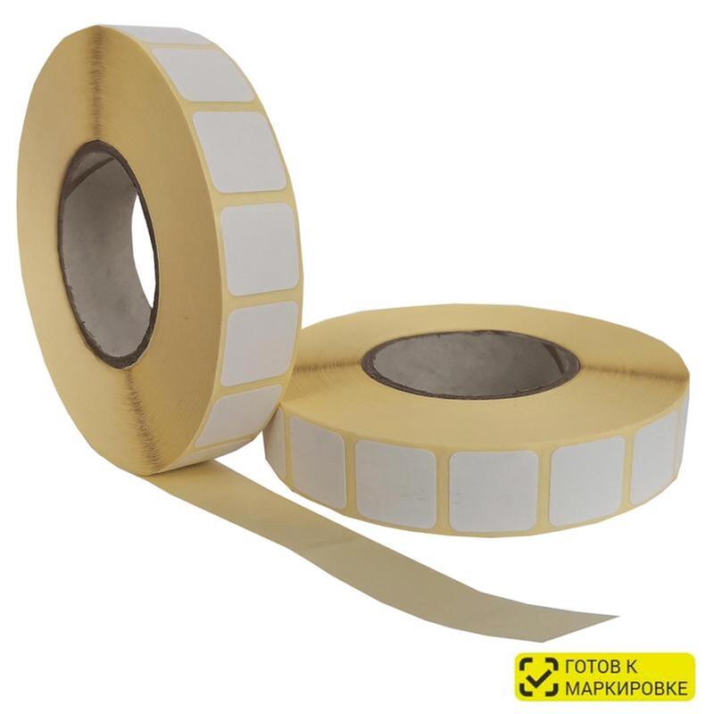 Изображение товара Уценка. Термотрансферные этикетки 15х15 мм бумажные полуглянцевые (диаметр втулки 40 мм, 42 рулона по 2000 этикеток)