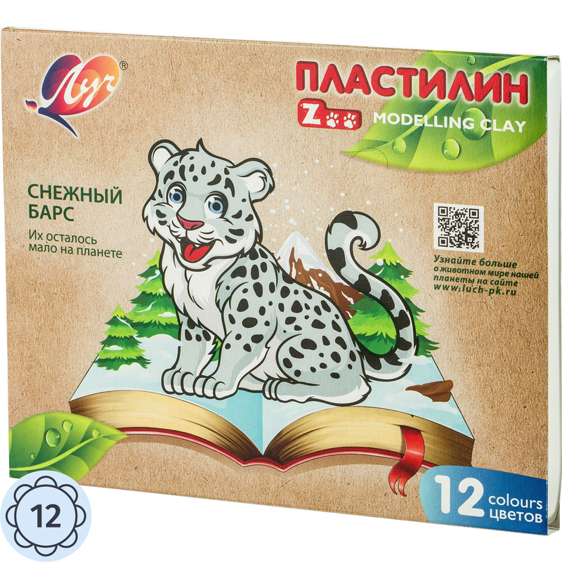 Изображение товара Пластилин классический Луч Zoo 12 цветов 180 грамм для творчества детей