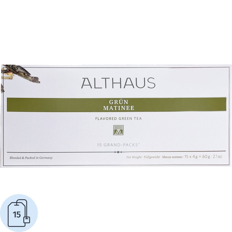 Изображение товара Зеленый чай в пакетиках Althaus Grun Matinee Grand Pack 15 шт Германия