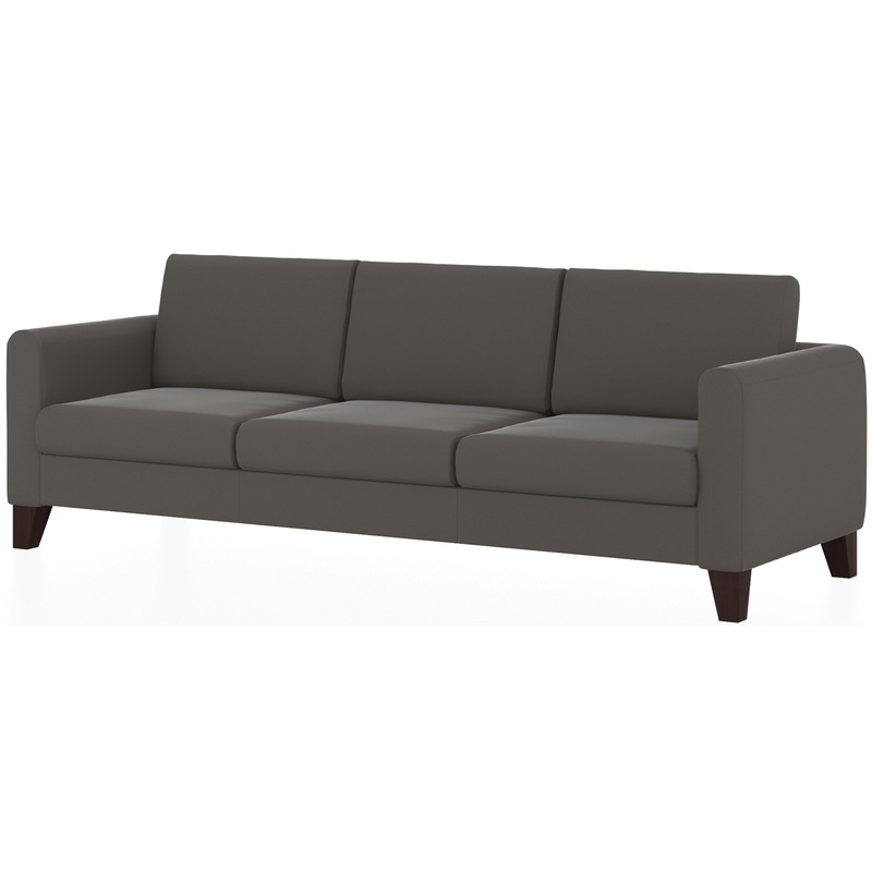 Изображение товара Диван трехместный Берген серый из искусственной кожи