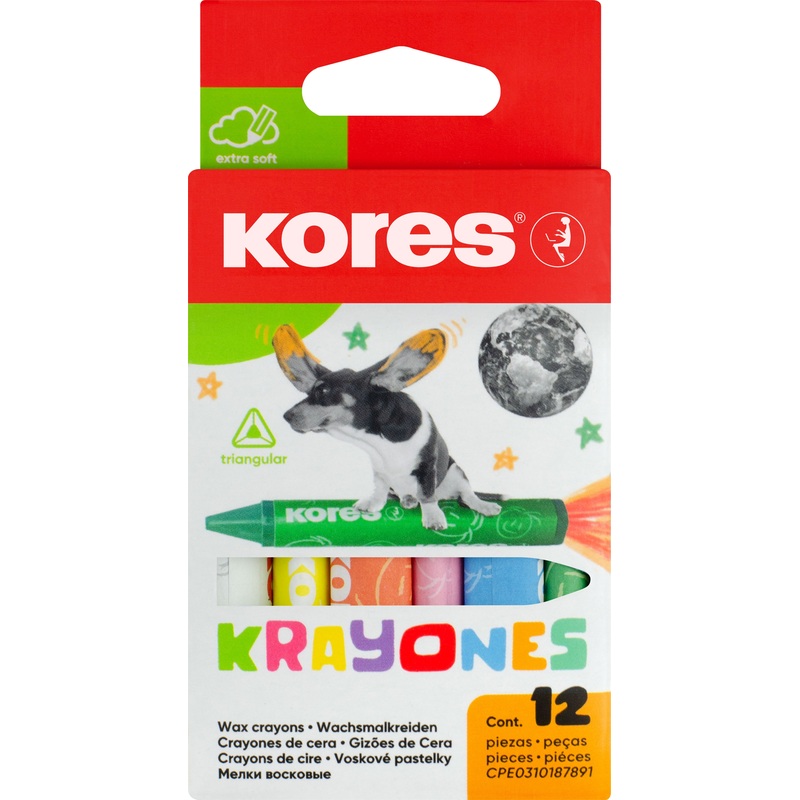 Изображение товара Мелки восковые Kores Krayones трёхгранные 12 цветов