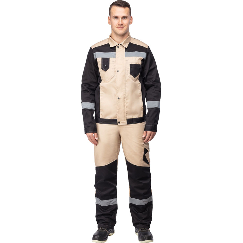 Изображение товара Костюм рабочий летний мужской л21-КПК бежевый/черный