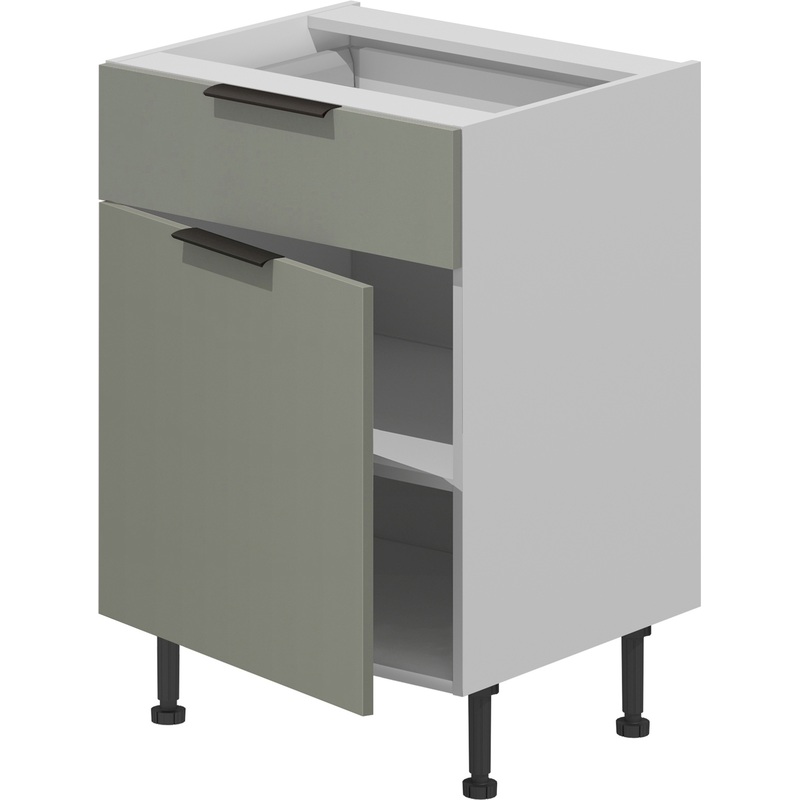 Изображение товара Шкаф кухонный (база) VOK B1D1DW_72_60 (платиновый зелёный/белый шагрень, 600х530х870 мм)