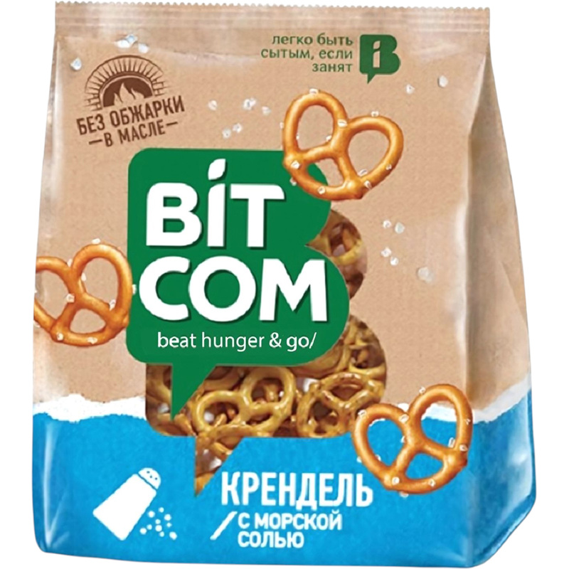 Изображение товара Крендели Bitcom с морской солью 130 г - хрустящая закуска