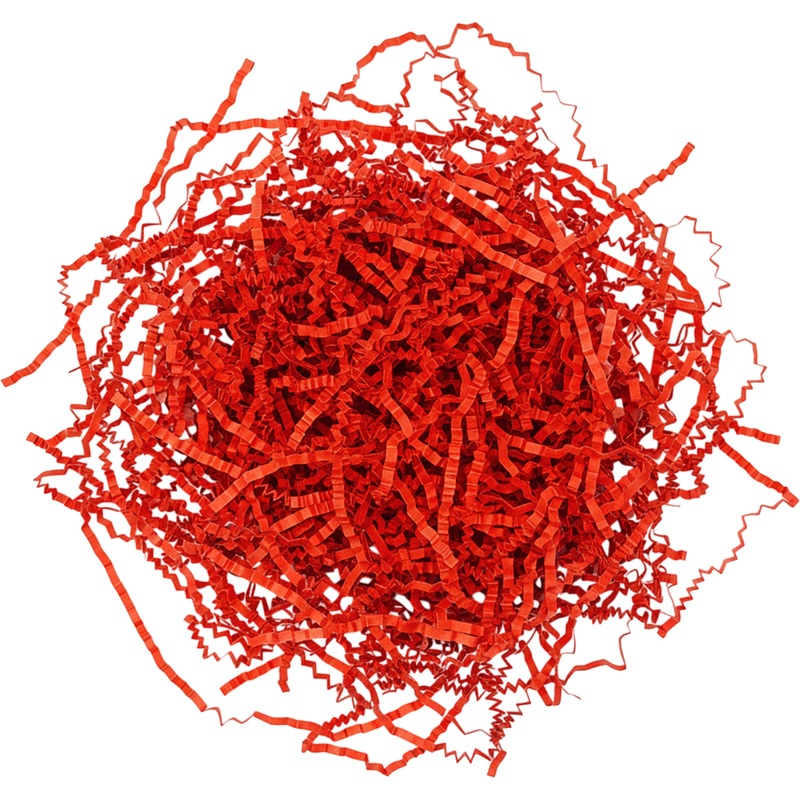 Изображение товара Наполнитель для подарков бумажный красный 100 г – декоративный, гофрированный материал