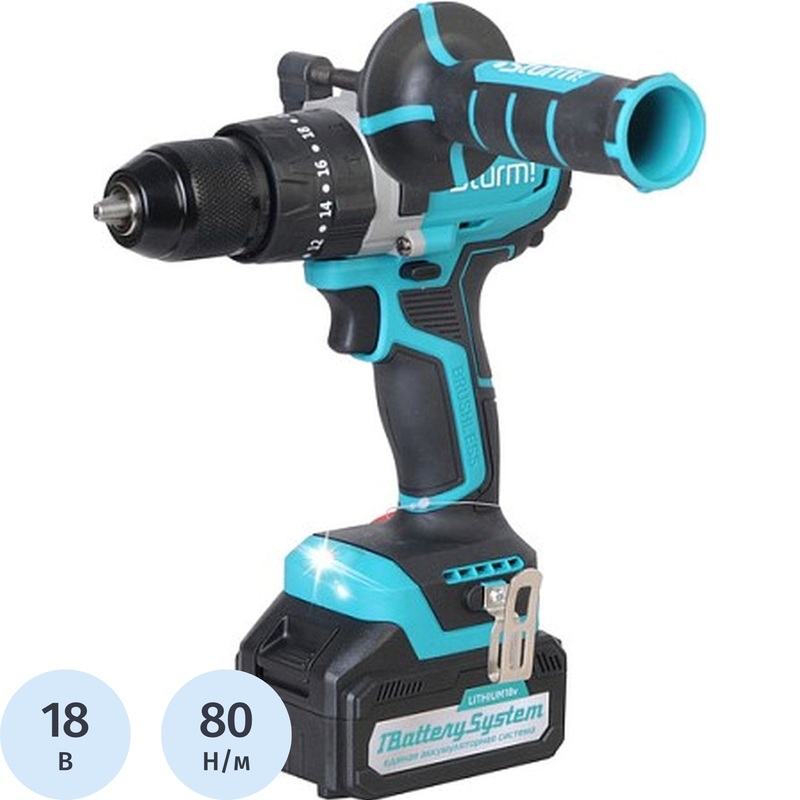 Изображение товара Дрель-шуруповёрт Sturm CD2080 18В с 2 АКБ и ЗУ в кейсе