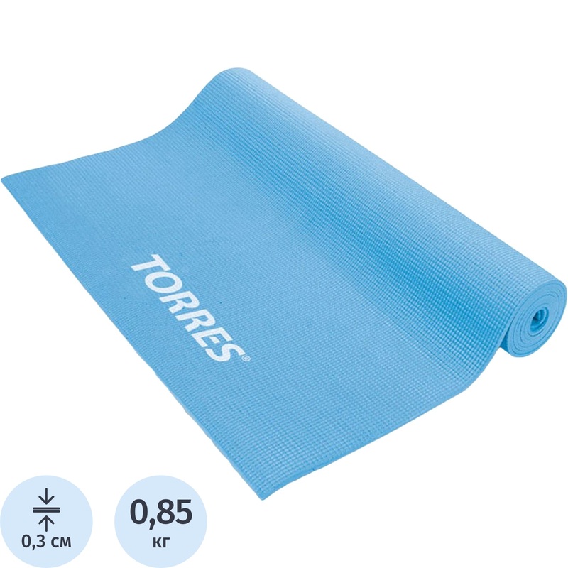 Изображение товара Коврик для фитнеса и йоги Torres Basis 3 172x60x0.3 см голубой высокое качество
