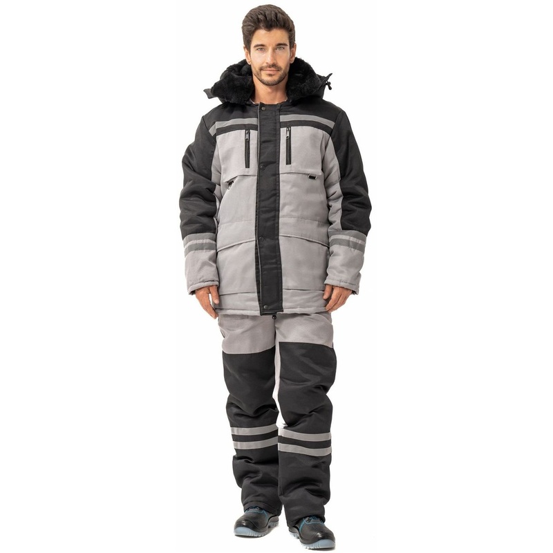 Изображение товара Костюм рабочий зимний з03-КПК серый черный 44-46