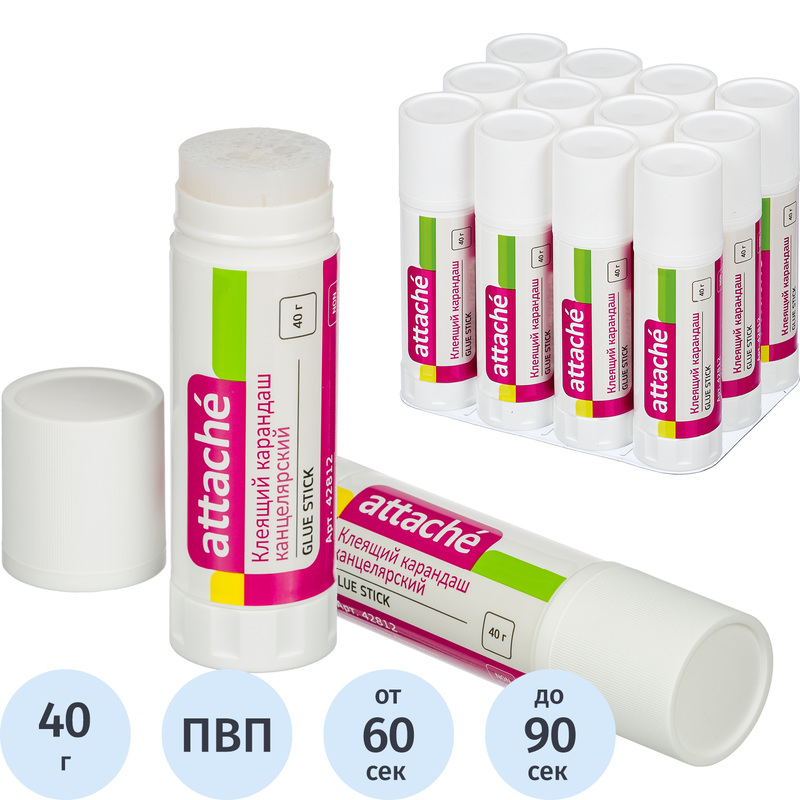 Изображение товара Клей-карандаш Attache Extra 40 г бесцветный для бумаги и картона