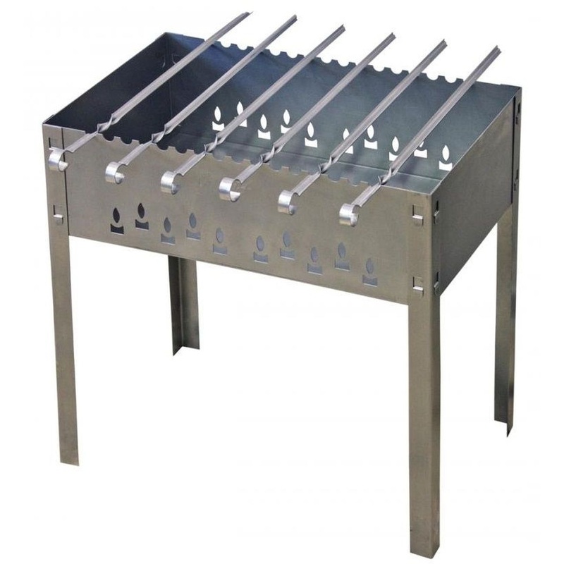 Изображение товара Мангал Grillkoff Стандарт 500x500x300 мм с 6 шампурами для шашлыка