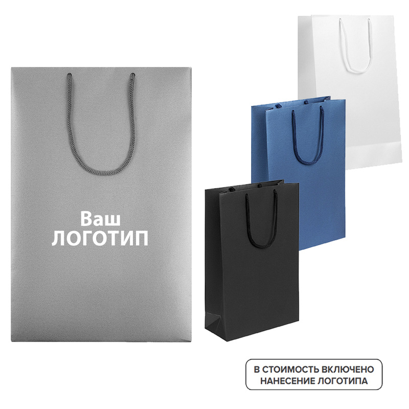 Изображение товара Пакет подарочный Блеск с индивидуальной печатью 35х23х10 см 100 штук
