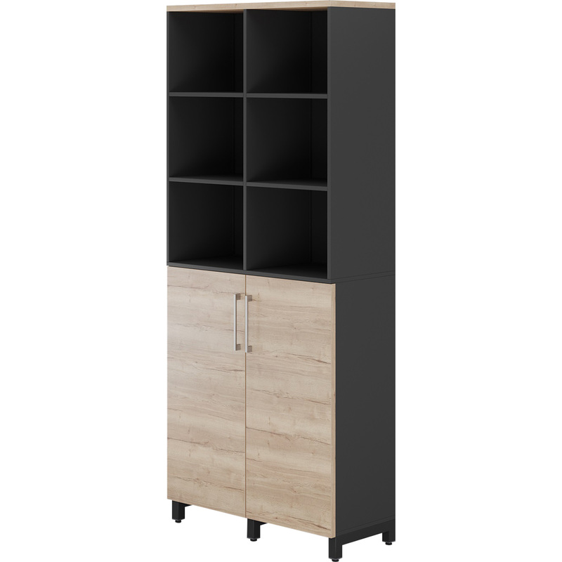 Изображение товара Шкаф для документов Kobor HR 3 3 90/60 М дуб натуральный и чёрный муар 900х600х2200 мм