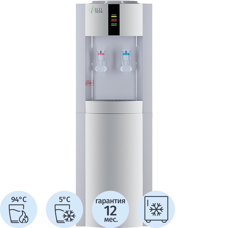 Изображение товара Кулер для воды Ecotronic H1-LF нагрев и охлаждение белый с холодильником