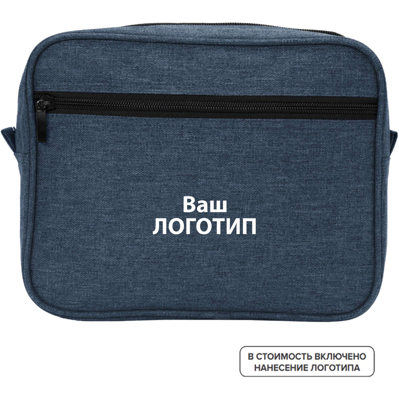 Изображение товара Косметичка Planar синяя из полиэстера (50 штук в упаковке) с лого