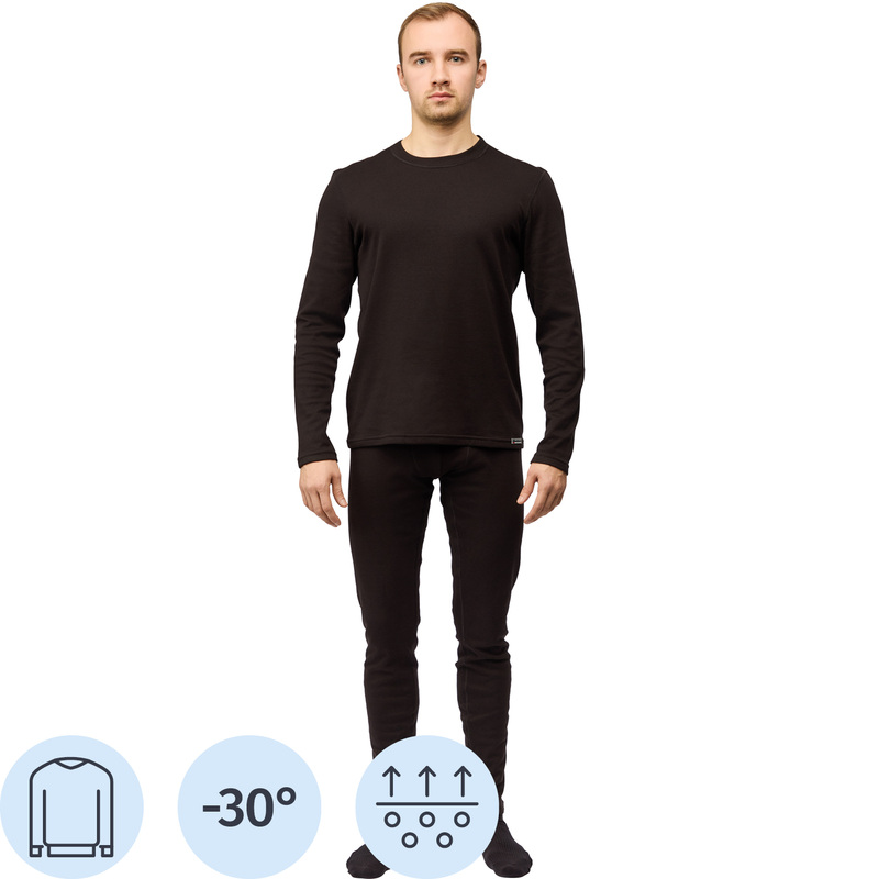 Изображение товара Термофутболка мужская с длинным рукавом Guahoo G22-0050S с начёсом чёрная 54 размер