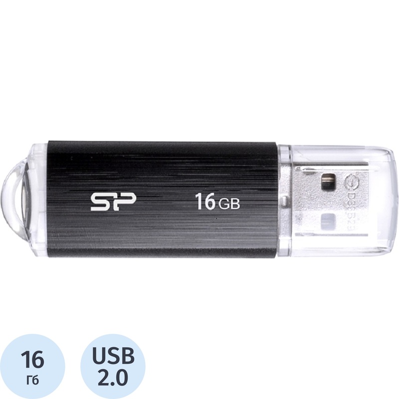Изображение товара Флешка USB 2.0 16 ГБ Silicon Power Ultima U02 (SP016GBUF2U02V1K)