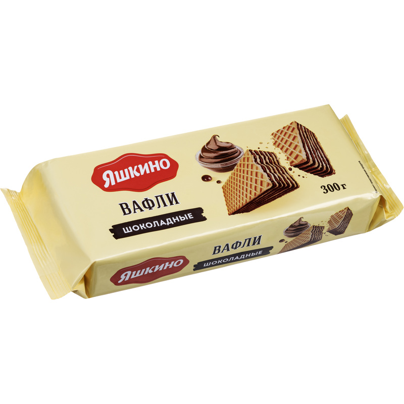 Изображение товара Вафли Яшкино шоколадные 300 г классические с начинкой из какао