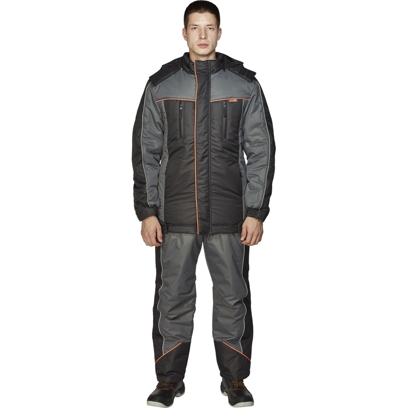 Изображение товара Куртка рабочая зимняя мужская Nайтстар Алькор со светоотражающим кантом черная/серая из ткани Lokker (размер 48-50, рост 170-176)