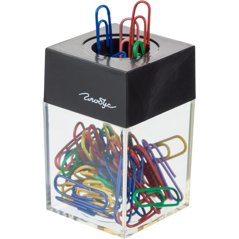 Изображение товара Скрепочница Глобус ДМ-28П-50 магнитная пластиковая с 50 скрепками 28 мм