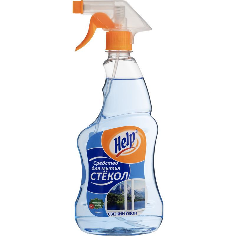 Изображение товара Средство для мытья стёкол и зеркал Help Свежий озон 0.5 л (1-0329)