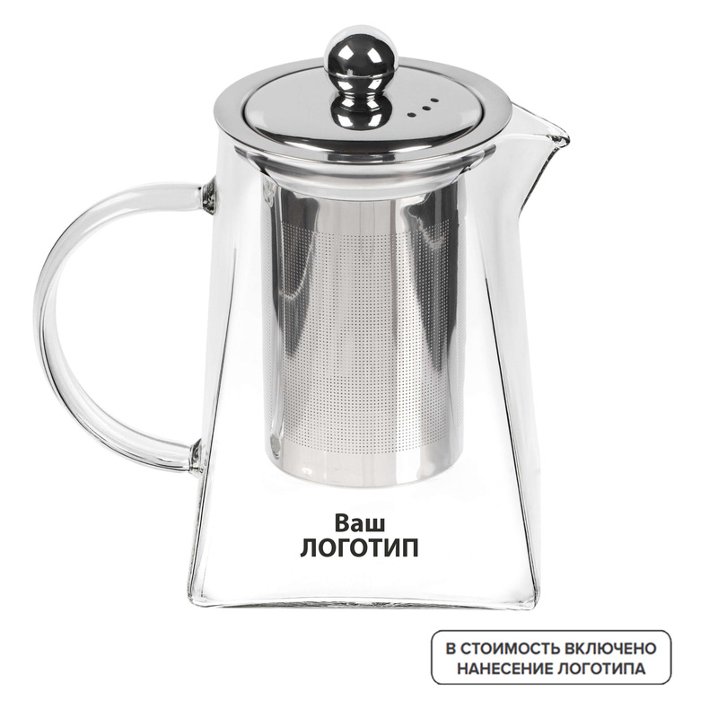 Изображение товара Заварочный чайник Quadroni 750 мл для брендирования дизайн стекло нержста
ль