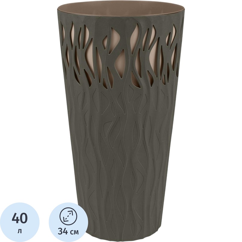 Изображение товара Горшок InGreen Winds 40 л с дренажной вставкой 18,7 л антрацит Изображение товара Горшок InGreen Winds 40 л с дренажной вставкой 18,7 л антрацит
