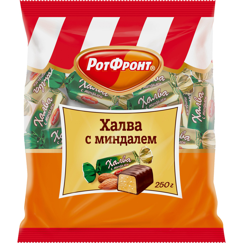 Изображение товара Халва Рот Фронт с миндалем 250 г натуральное лакомство для чаепития