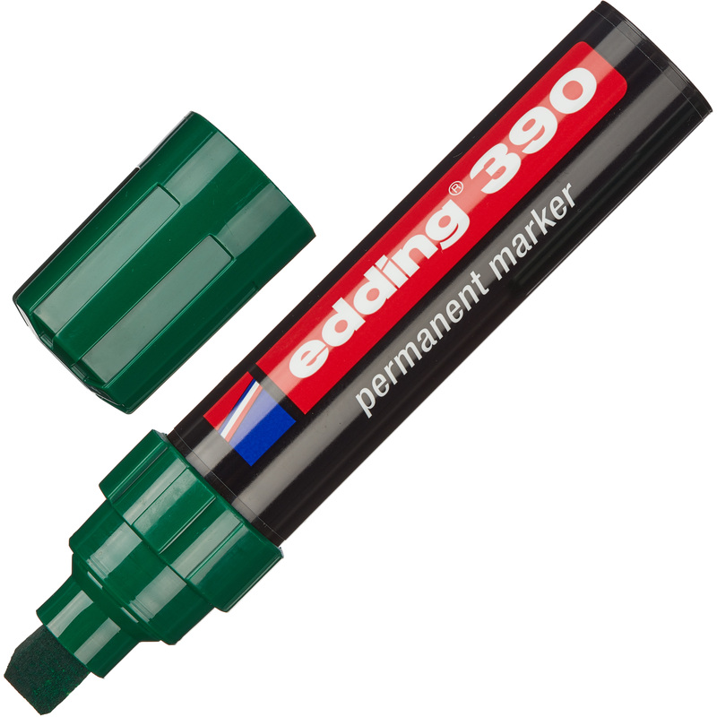 Изображение товара Перманентный маркер Edding 390 зеленый скошенный наконечник 4-12 мм