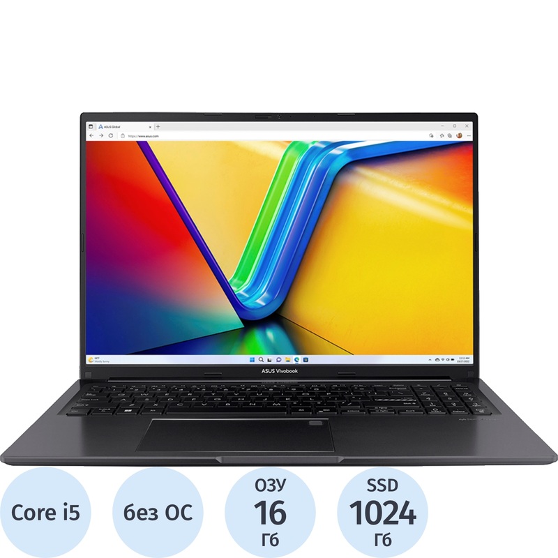 Изображение товара Ноутбук Asus VivoBook 16 X1605VA-MB874 16" чёрный Intel Core i5 13500H/16 ГБ/SSD 512 ГБ (90NB10N3-M01330)