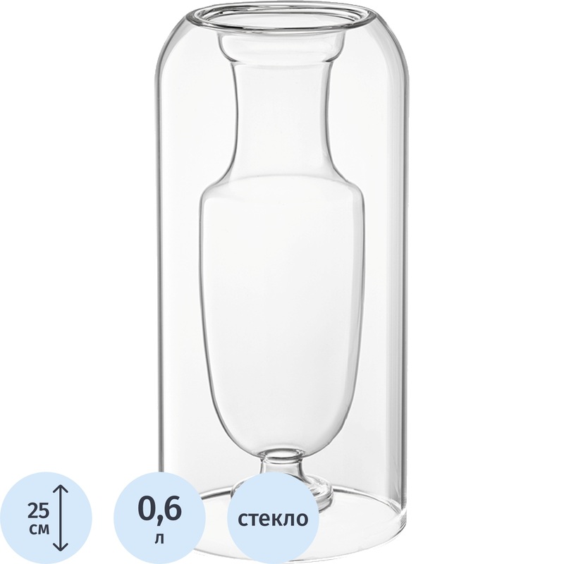 Изображение товара Ваза для цветов Bergenson Bjorn Muse прозрачная 25 см боросиликатное стекло