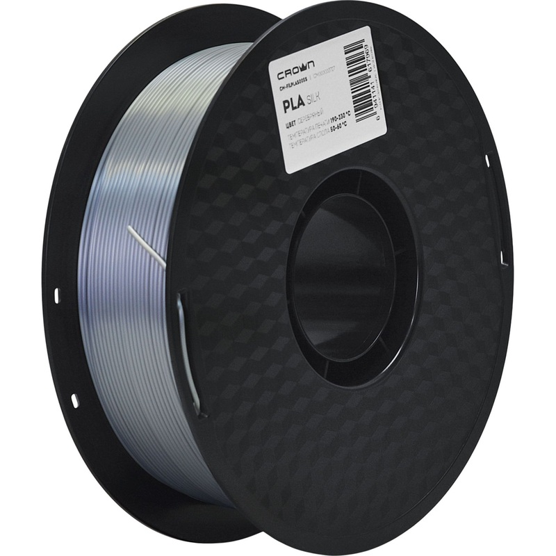 Изображение товара Пластик PLA серебристый 1.75 мм 1 кг для 3D-принтера Crown Micro