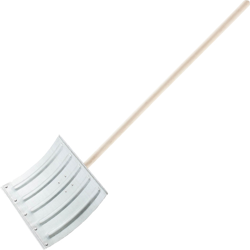Изображение товара Лопата для уборки снега Сибртех оцинкованная сталь 37x42 см с черенком 95 см (облегченная, с ребрами жесткости)