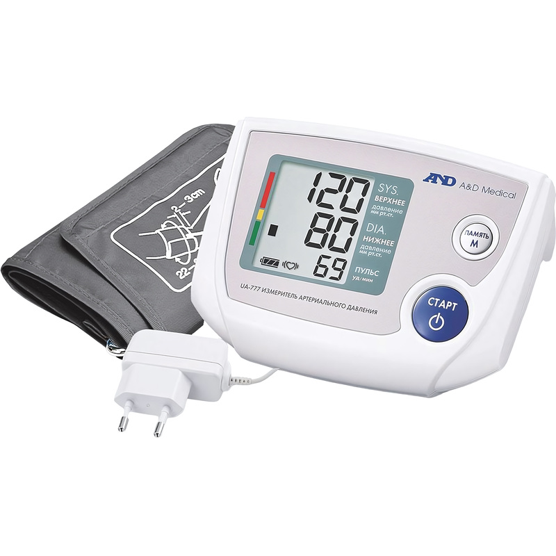 Изображение товара Тонометр AND UA-777AC с поверкой и адаптером для дома