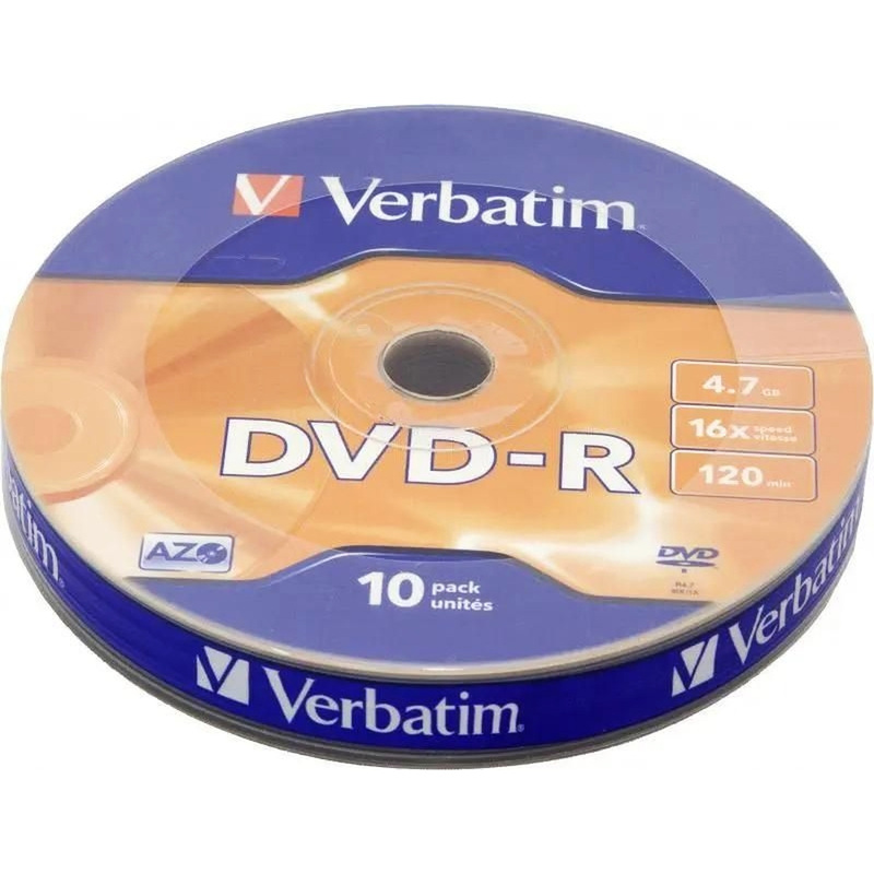 Изображение товара Диск DVD-R Verbatim 4.7 ГБ 16x bulk 43729 (10 штук в упаковке)