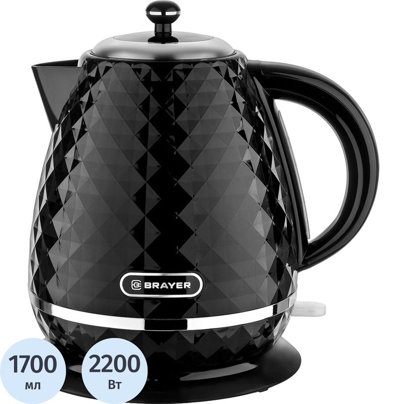 Изображение товара Электрический чайник Brayer BR1008BK черный, 1.7 л, пластиковый