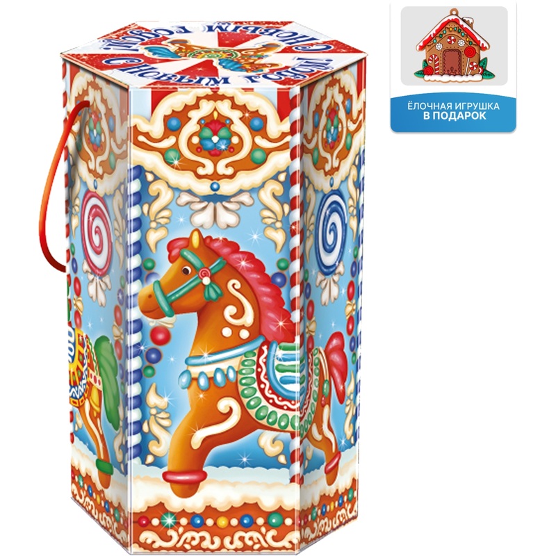 Изображение товара Новогодний сладкий подарок Moroz.ru Пряничная карусель 1200 г с брелком